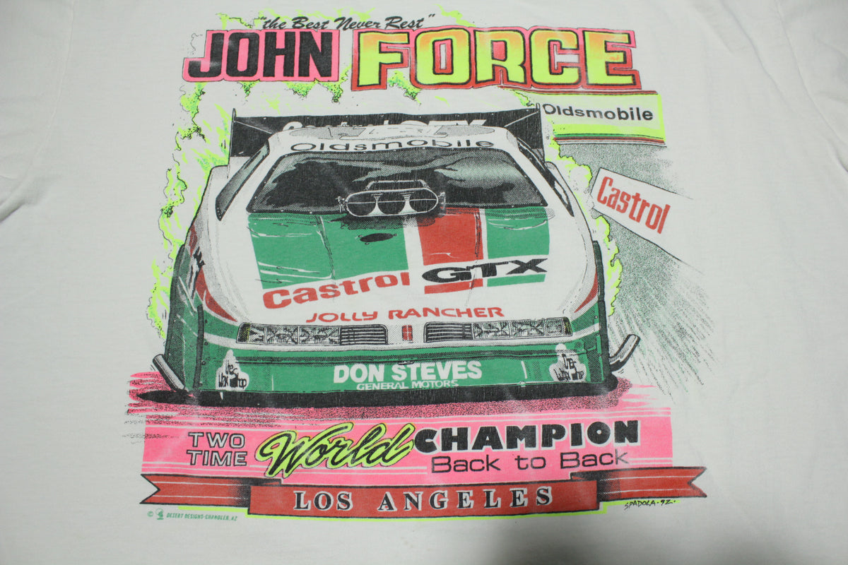 John Force GTX Castrol World Champion Back to Back L.A. Vintage 90s T-Shirt