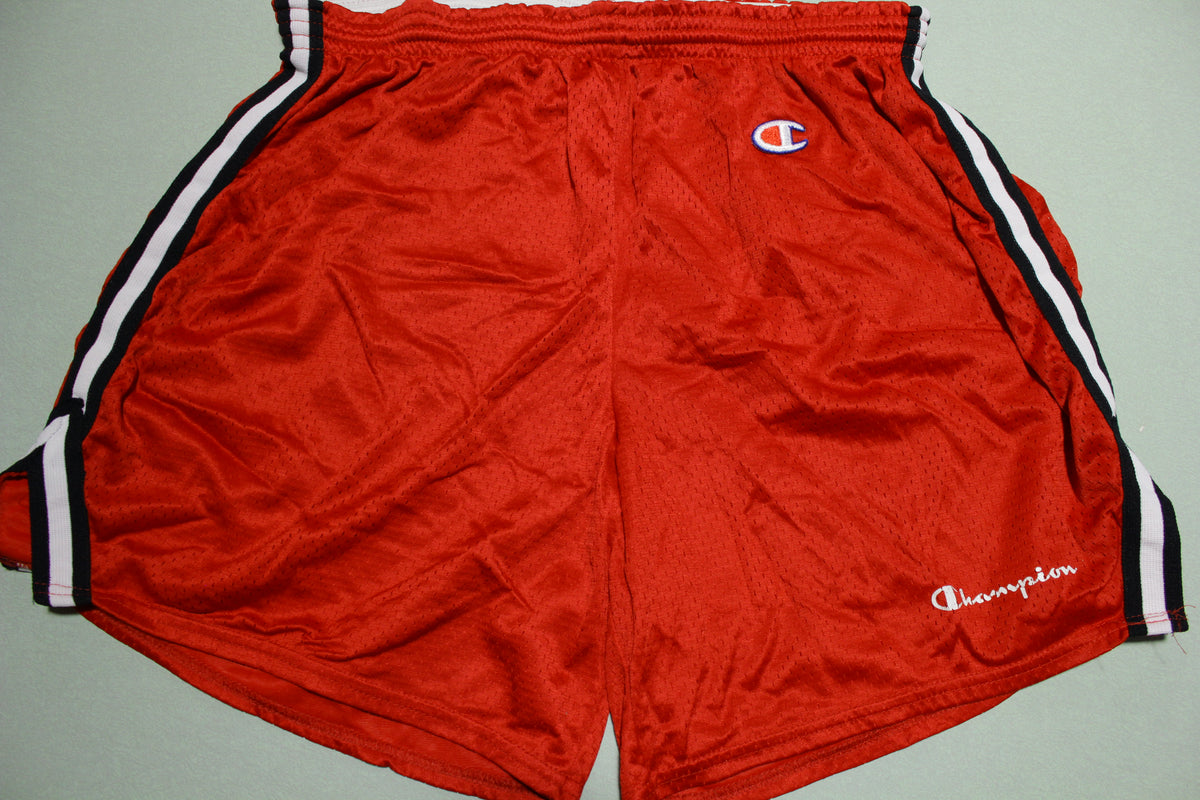 Chamion Logo Vintage 80's Red Striped Gym Basketball Shorts