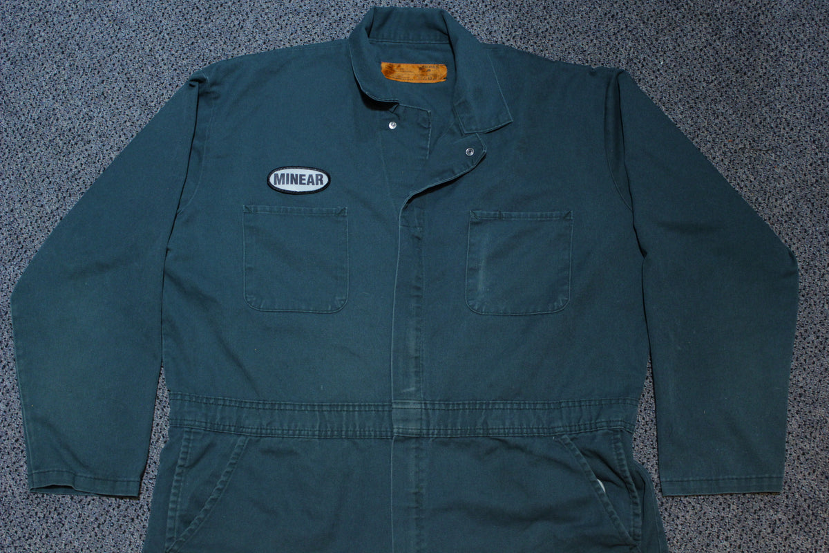 Red Kap Minear Distressed Mechanic Union Suit Coveralls Overalls Green Long Sleeve