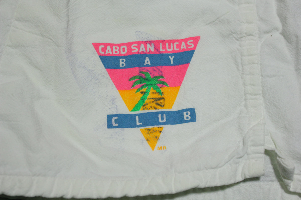 Cabo San Lucas Vintage 80's White Beach Swimming Summer Shorts
