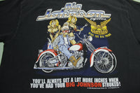 Big Johnson Motorcycles More Inches When Stroked Vintage 1998 90's Big Twins T-Shirt