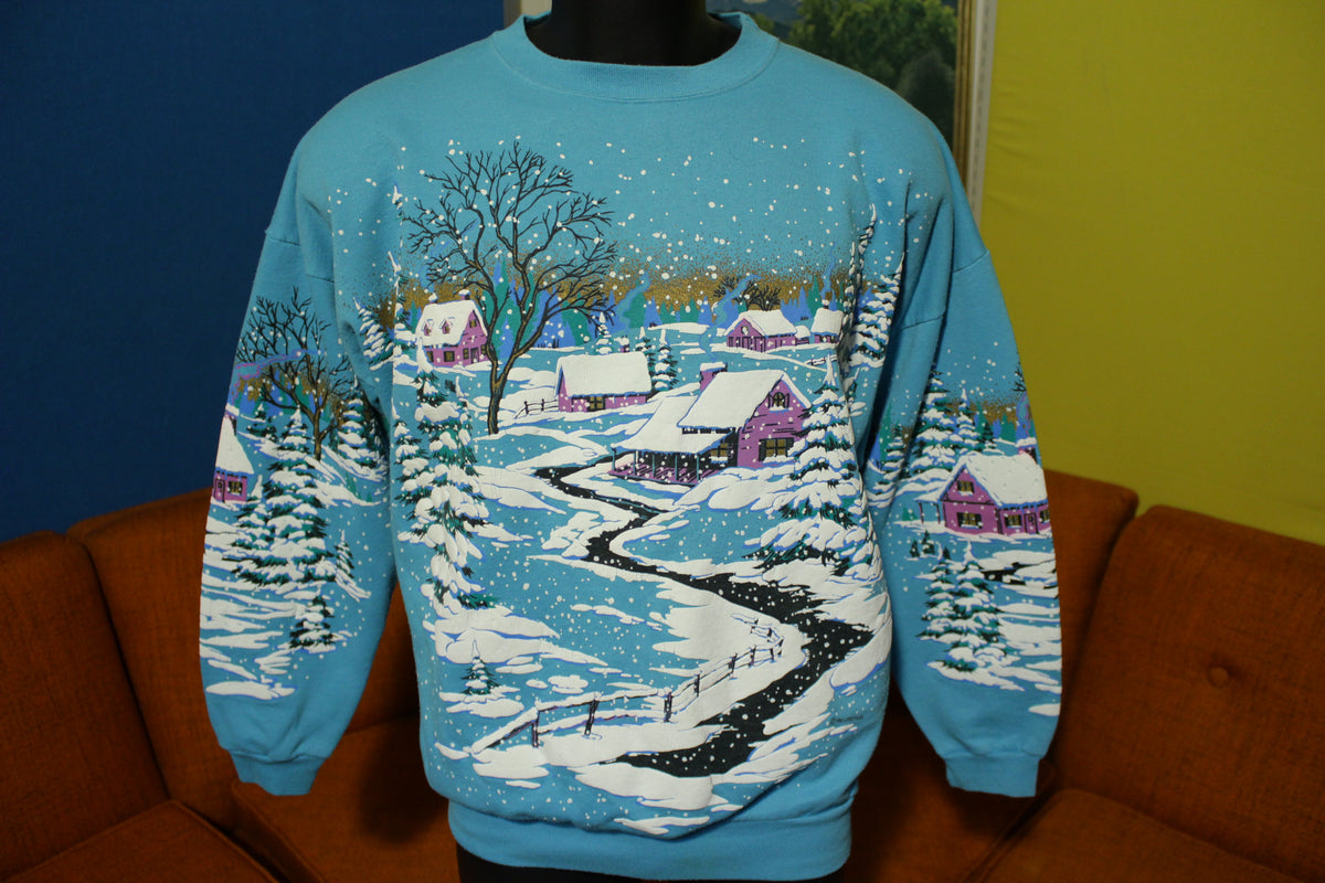 Lifestyles Vintage 80's One Size Fits All Over Print Snowmaggedon Sweatshirt. Snow!!