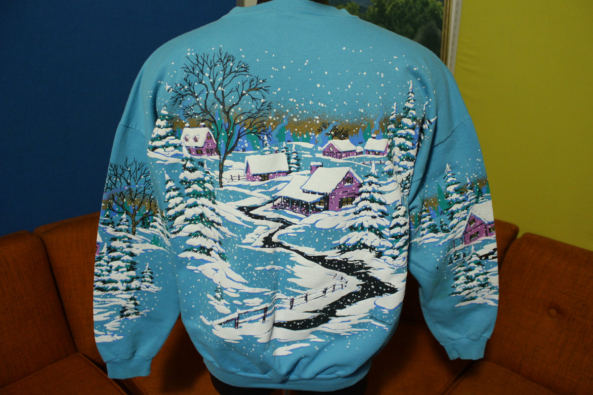 Lifestyles Vintage 80's One Size Fits All Over Print Snowmaggedon Sweatshirt. Snow!!