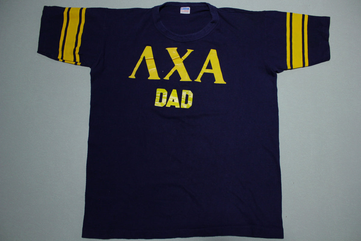 AXA Frat Fraternity Vintage 70's Champion Blue Bar Tom-Tom Dad College Jersey T-Shirt