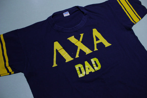 AXA Frat Fraternity Vintage 70's Champion Blue Bar Tom-Tom Dad College Jersey T-Shirt