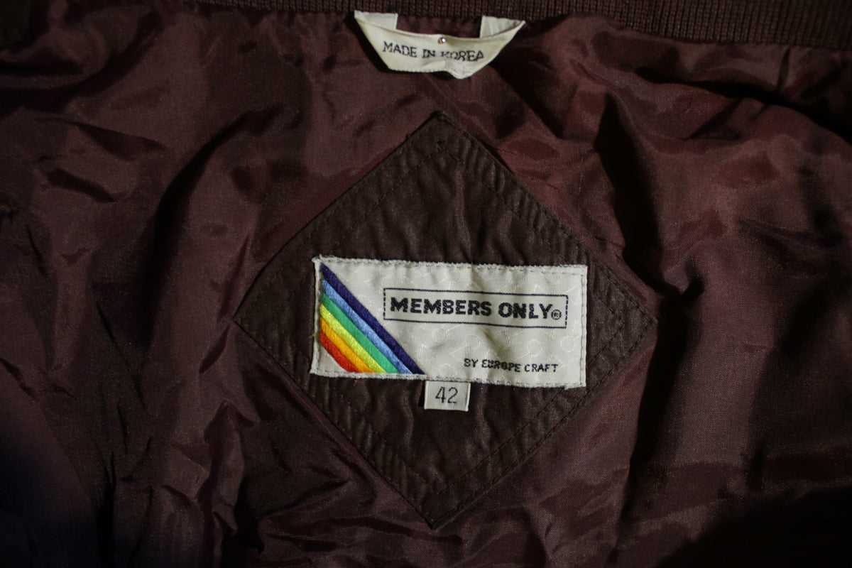 Members Only Vintage 80's Europe Craft Rainbow Tag Jacket Dark Purple