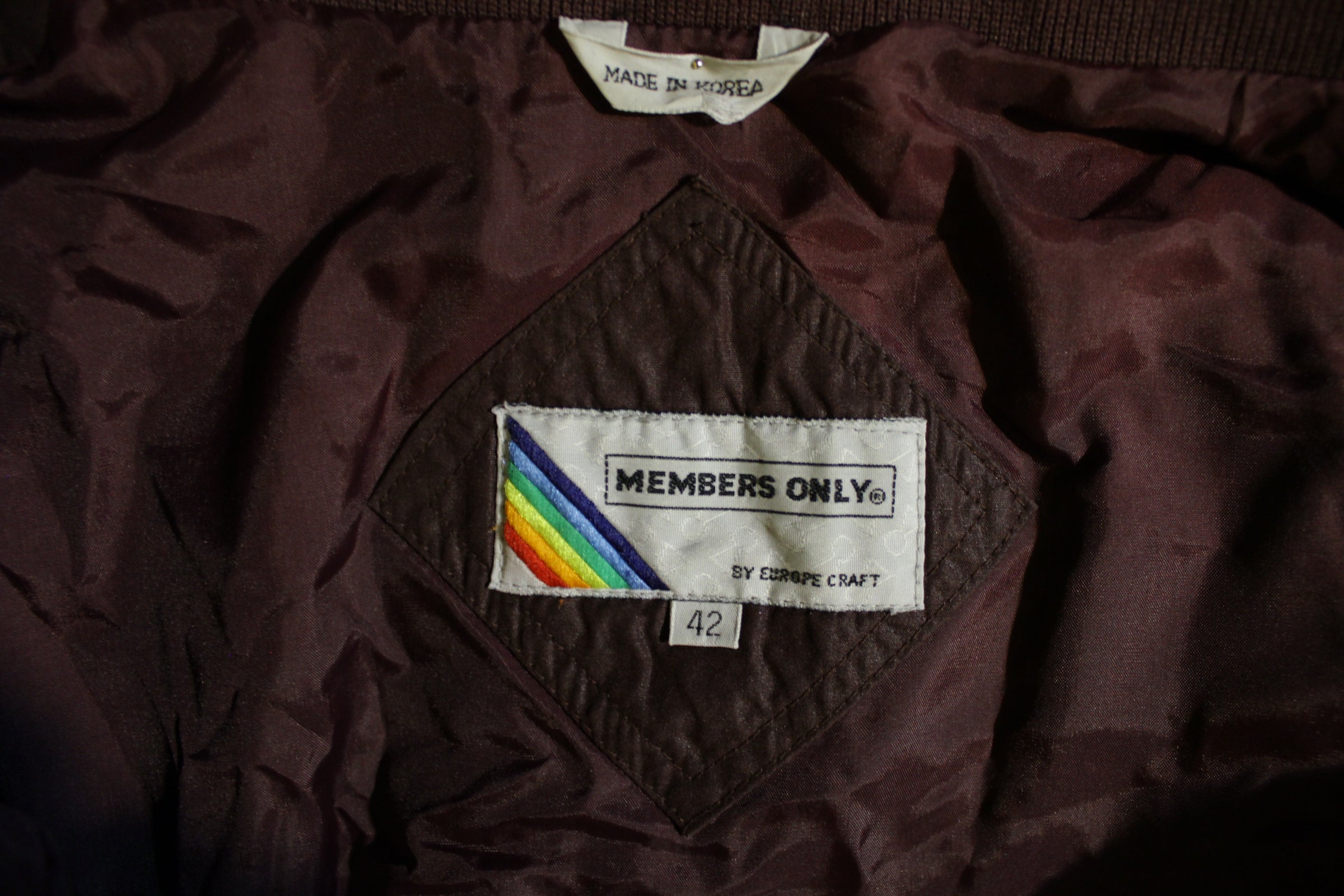 Vintage Members Only Jacket L Mens 42 Coat Rainbow Tag