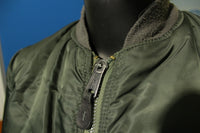 Alpha Industries Vtg MA-1 Flight Bomber Jacket Official Green Orange USA Made Coat