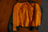 Alpha Industries Vtg MA-1 Flight Bomber Jacket Official Green Orange USA Made Coat