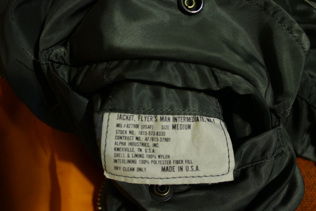 Jacket – Green Industries Alpha Bomber Official MA-1 Vtg thefuzzyfelt Orange U Flight