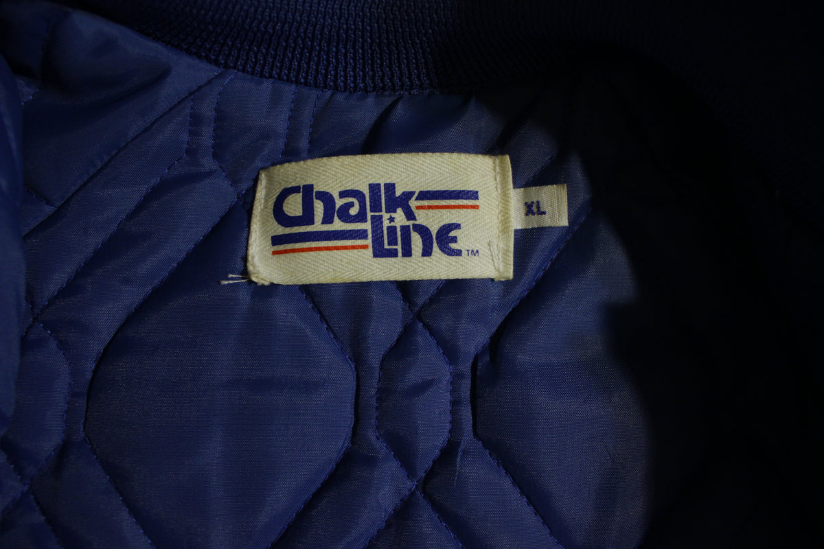 Seattle Seahawks Vtg Chalk Line 80's Quilt Satin Patch Jacket Snap CRISP XL