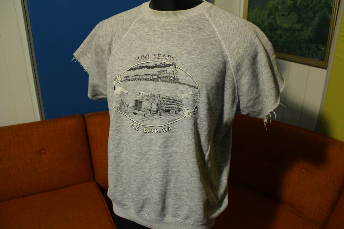 100 Years Cle Elum WA 1989 Vintage Short Sleeve Heathered Sweatshirt. Animal House