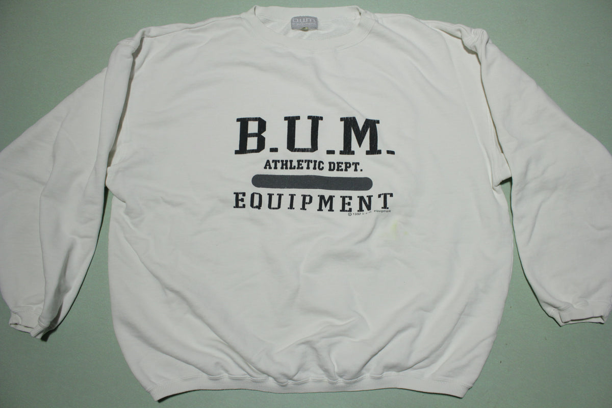 BUM Equipment 1992 Athletic Department Vintage 90's White Crewneck Sweatshirt
