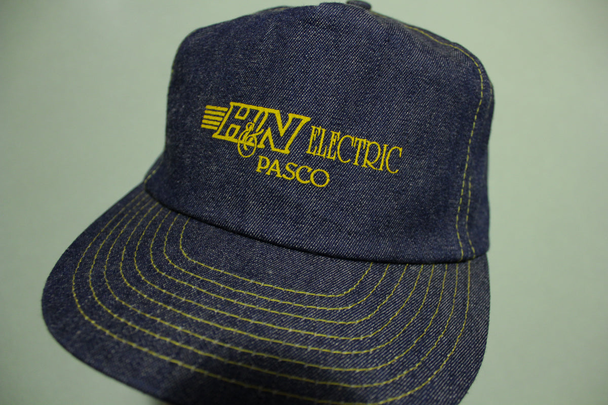H&N Electric Pasco Vintage 80's Denim Trucker Snapback Adjustable Hat
