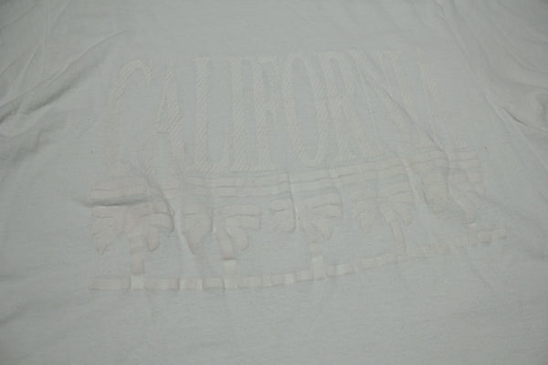 California White on White Puff Print Vintage Tourist Location Single Stitch 80's T-Shirt