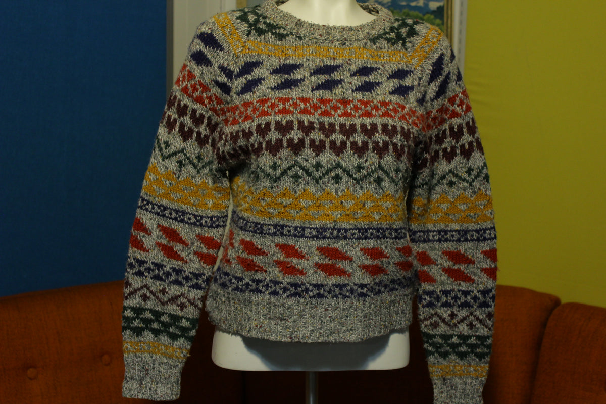 Segue Vintage 80's Multi-Color Rainbow Striped Cosby Sweater Small