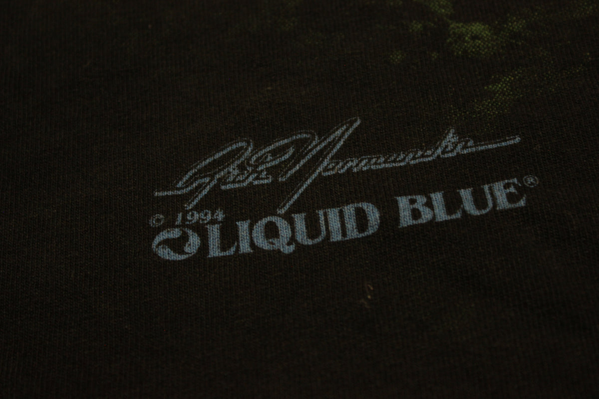 Liquid Blue Flying Bald Eagle Rich Normandin Art Vintage 90's All Over Print T-Shirt