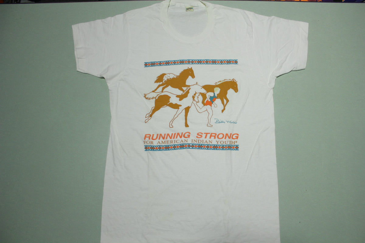 Running Strong American Indian Youth Vintage 80's Screen Stars USA Single Stitch T-Shirt