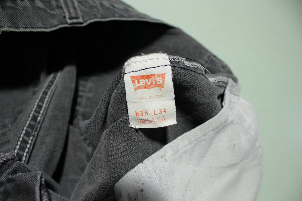 Levis 505 Vintage Gray Faded Black Wash 80s Denim Jeans Made in USA 34x33