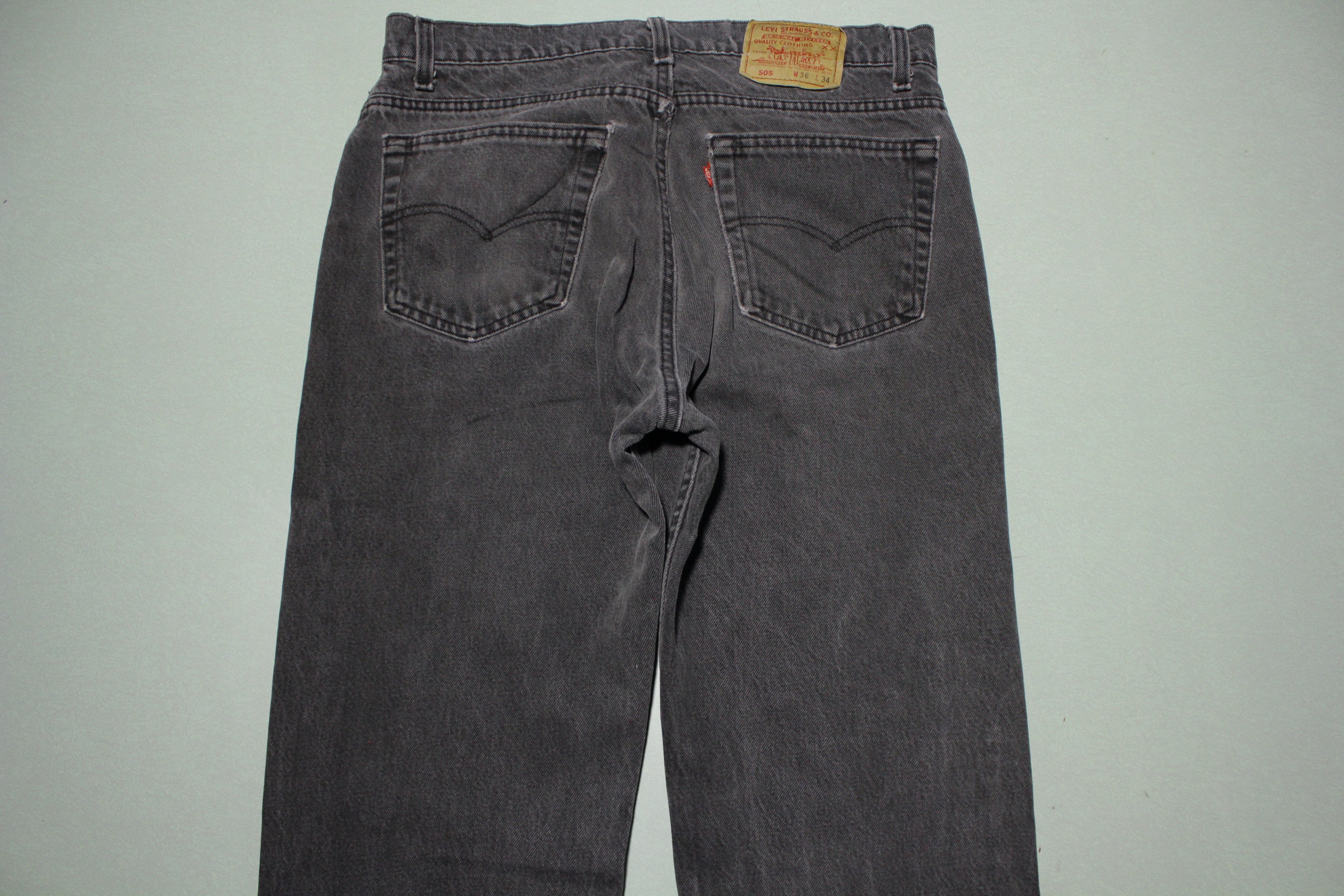 Levis 505 Vintage Gray Faded Black Wash 80s Denim Jeans Made in