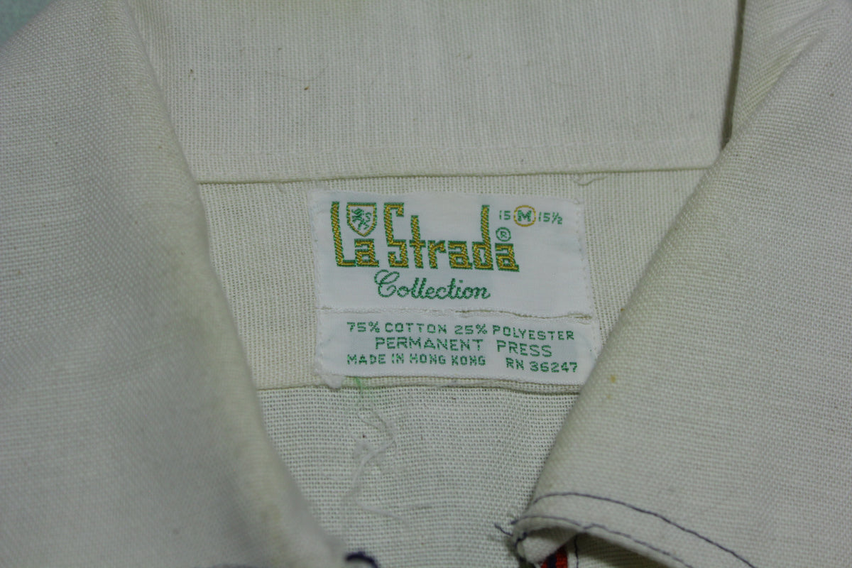 La Strada Collection Vintage 60's 70's Polo Zip Up Beach Lounge Martini Shirt