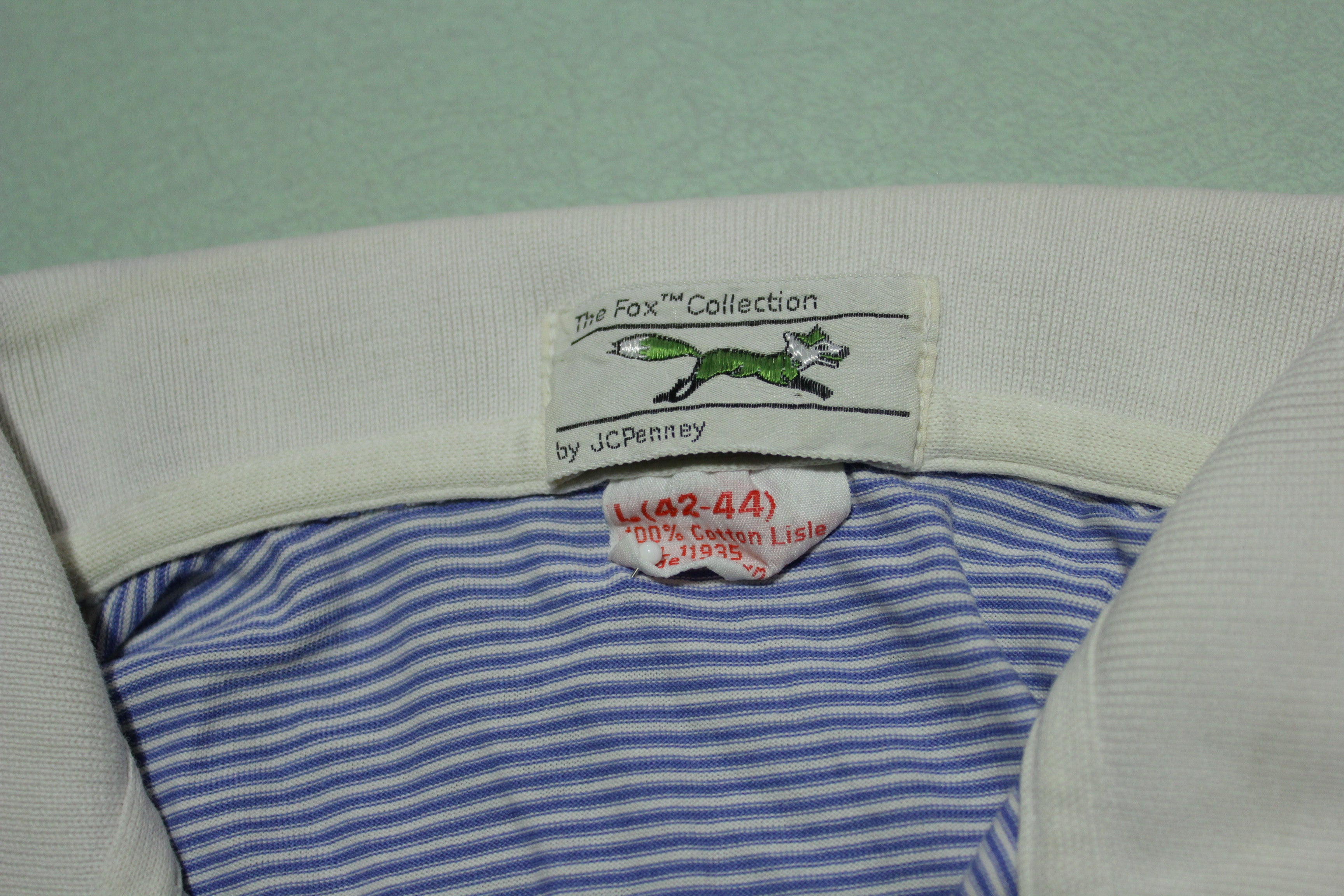 JCPenney The Fox Collection Vintage 80's Striped Golf Tennis Polo