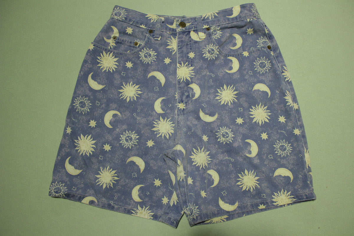Anchor Blue Vintage Sun Moon 80's Made in USA Womens Denim Jean Shorts