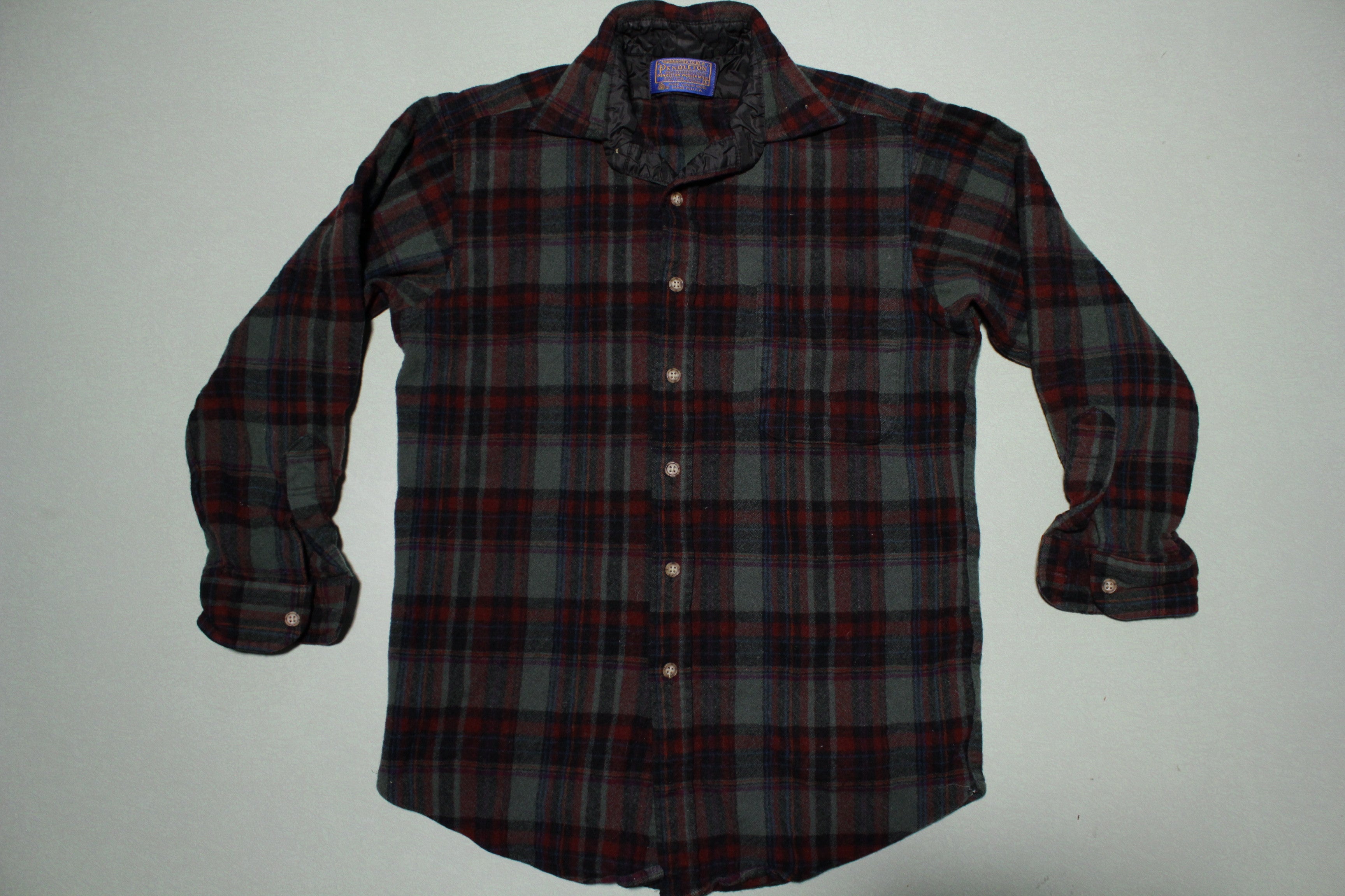 Pendleton 70s Vintage Plaid Wool Made in USA Lodge Flannel Shirt