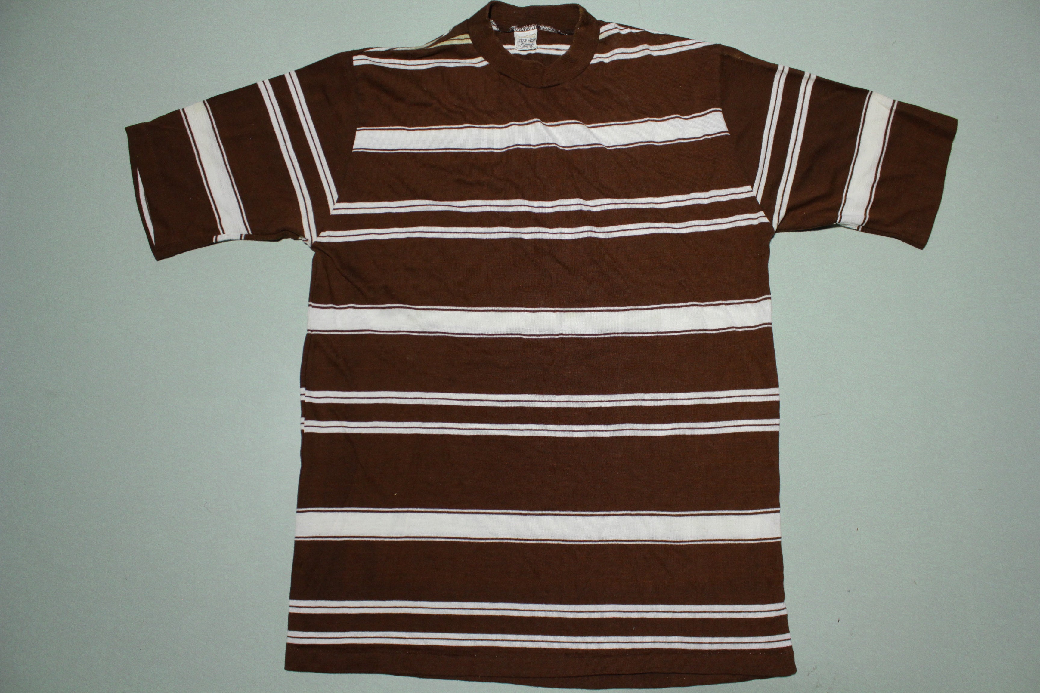 Campus Never Iron Made in USA Vintage 60's Striped Single Stitch