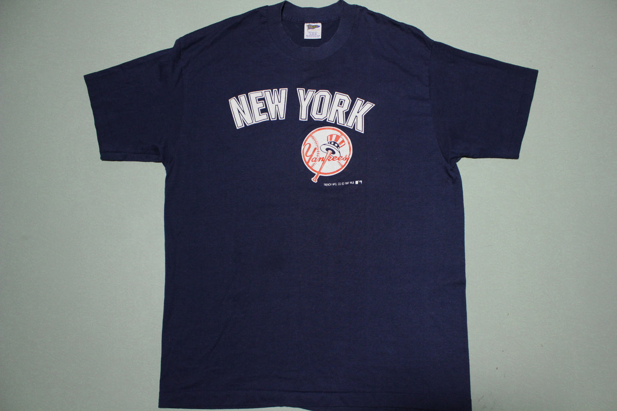 New York Yankees 1987 Vintage Trench Made in USA Single Stitch T-Shirt
