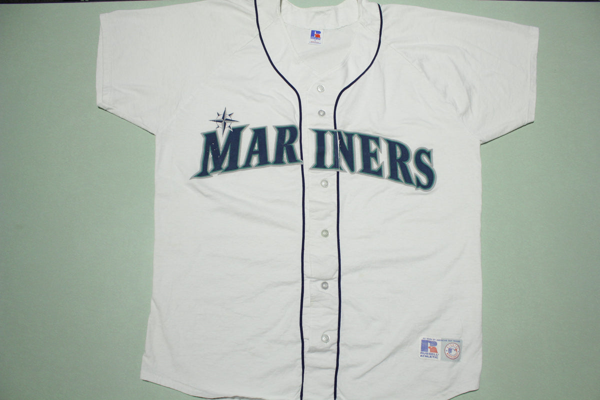 Seattle Mariners Vintage 90's Russell Athletics Made in USA Button Up Jersey.