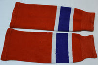 Alpha Sportswear Vtg 80s Canadians Red White Blue Boys Hockey Socks Shin Guard