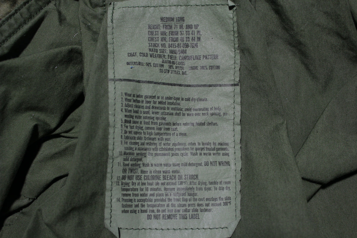 USGI Field Jacket Medium Short Woodland Camo BDU Cold Weather Army Coat 1989