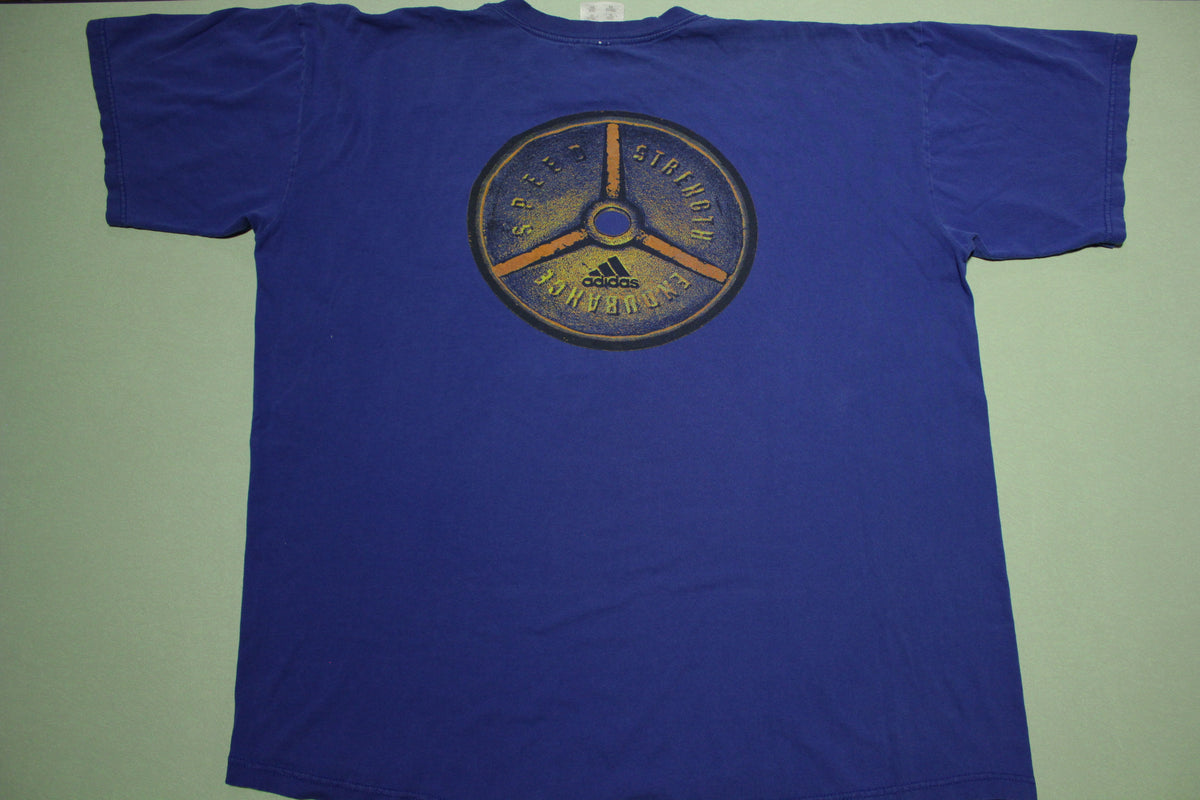 Adidas Endurance Strength Speed Vintage 90's Made in USA Dumbell T-Shirt