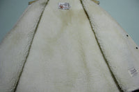 Sears Leather Shop Made in USA Vintage 70s Leather Sherpa Lined Work Rancher Vest