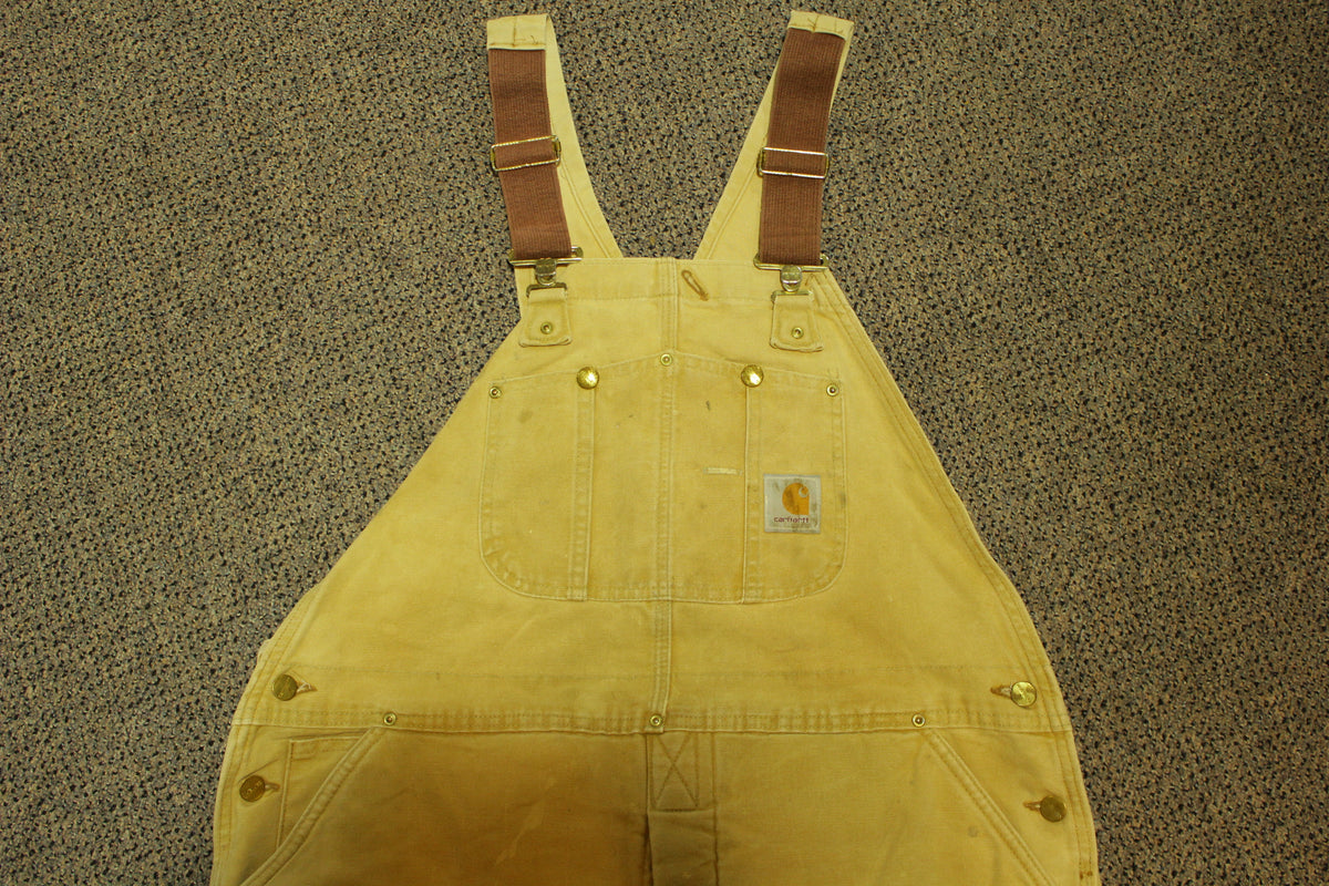 Carhartt R03 Arctic Quilt Lined Double Knee Duck Bib Overalls USA Made 40x29
