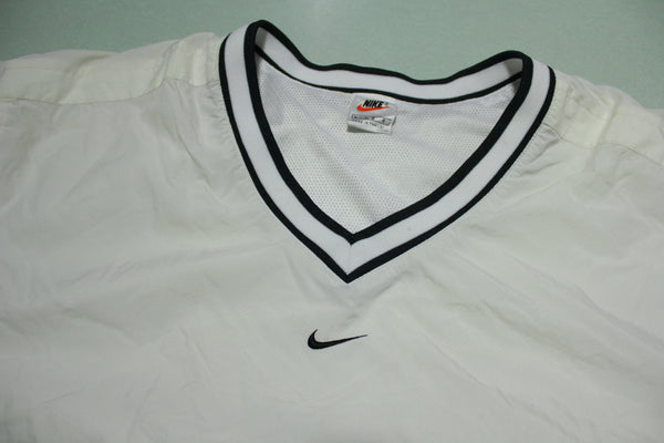 Nike Vintage 90's Center Swoosh Check Cocaine White V-Neck Pullover Windbreaker Jacket