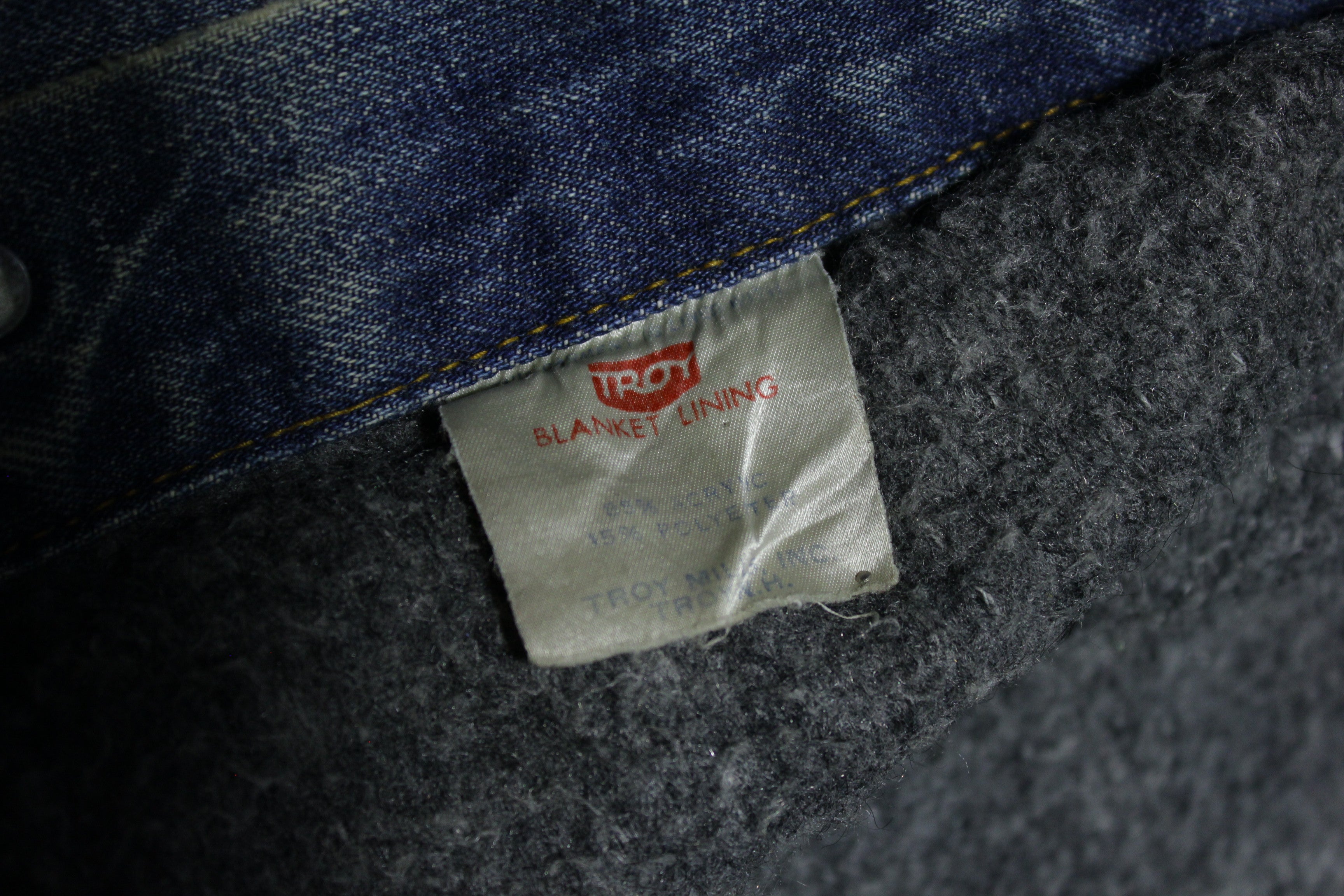 Levis Vintage Type 3 Troy Mills Blanket Flannel Lined 2 Pocket