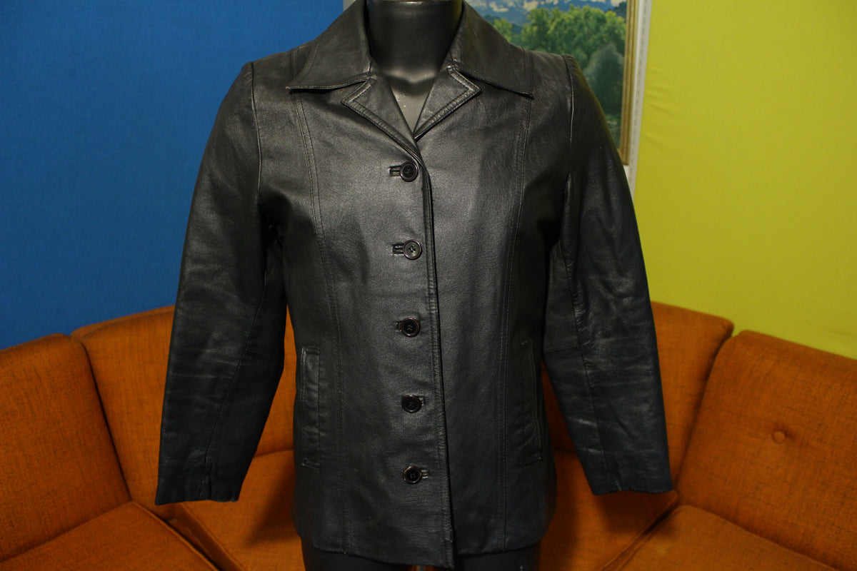 Sergio Vadducci Genuine Leather Piel F.D Black Button Up Medium Jacket