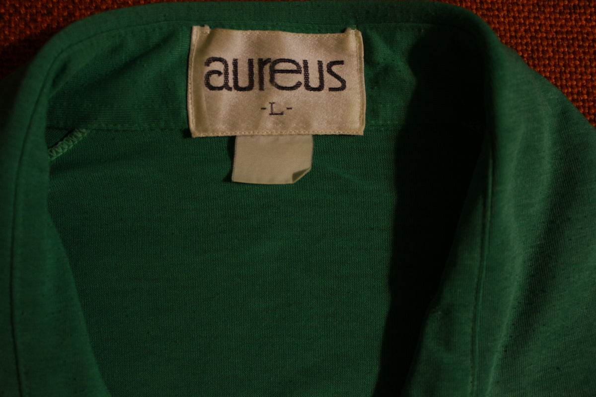 Aureus Masters Green Vintage 80's Polo Short Sleeve 4 Button Shirt Soft and Thin