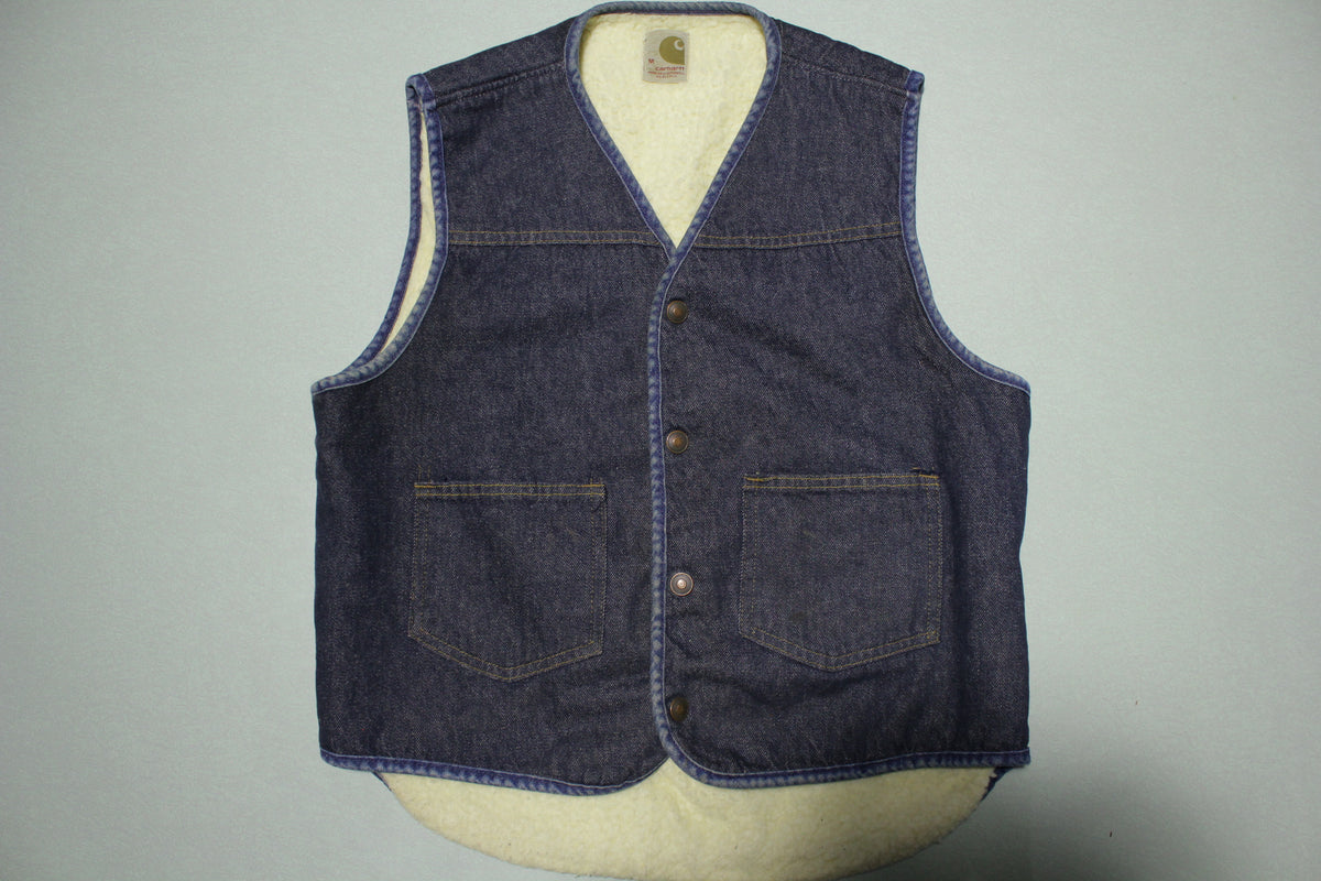 Carhartt 70s Vintage Denim Sherpa Lined Work Vest