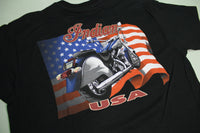 Indian America's First Motorcycle Vintage 90's  USA Flag Biker T-Shirt