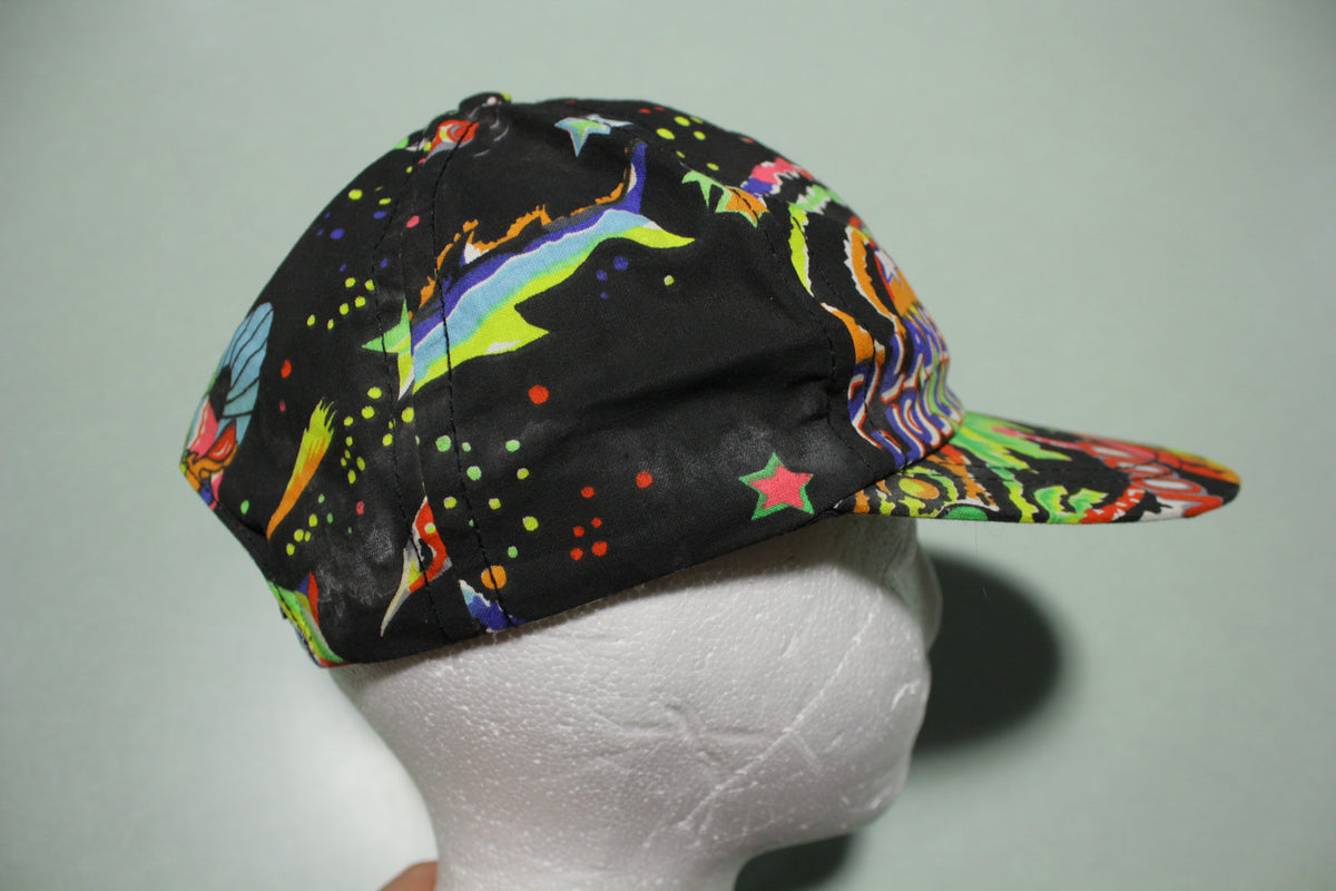 Planet Hollywood Vintage 90's Art Multi Color All Over Print Adjustable Back Hat