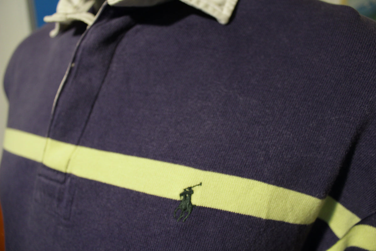 Ralph Lauren Pony Polo Vintage 90's Long Sleeve Color Block Striped Rugby Shirt