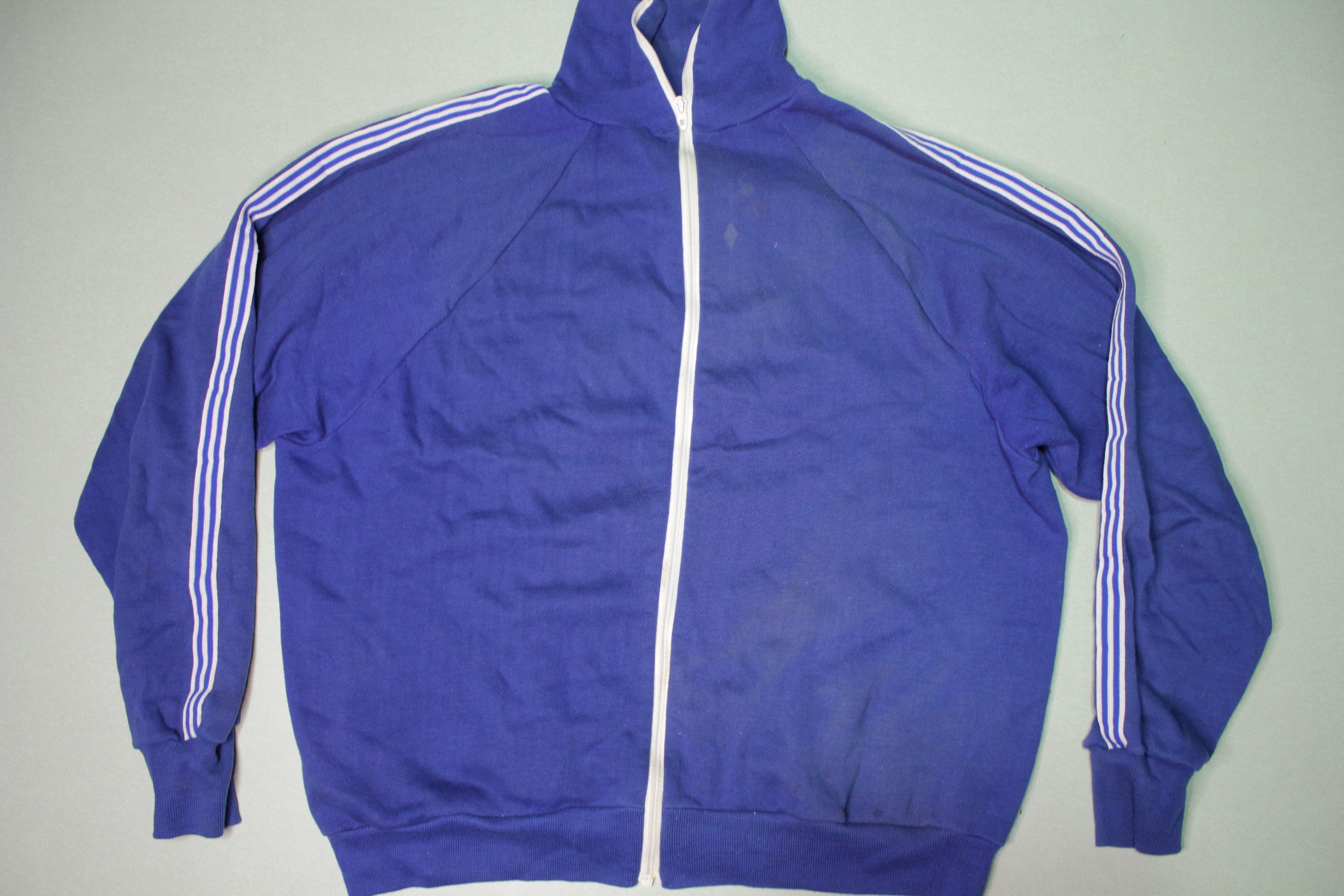 1980's Vintage Blue Striped Blank Zip Up Track Jacket – thefuzzyfelt