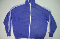 1980's Vintage Blue Striped Blank Zip Up Track Jacket