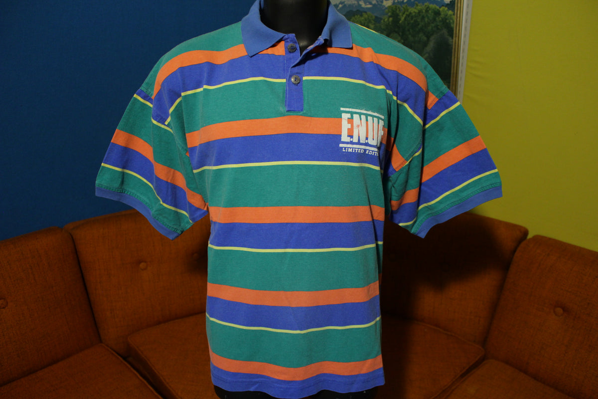 E.N.U.F Internationale Made in USA Vintage 90's Color Block Polo Shirt ENUF