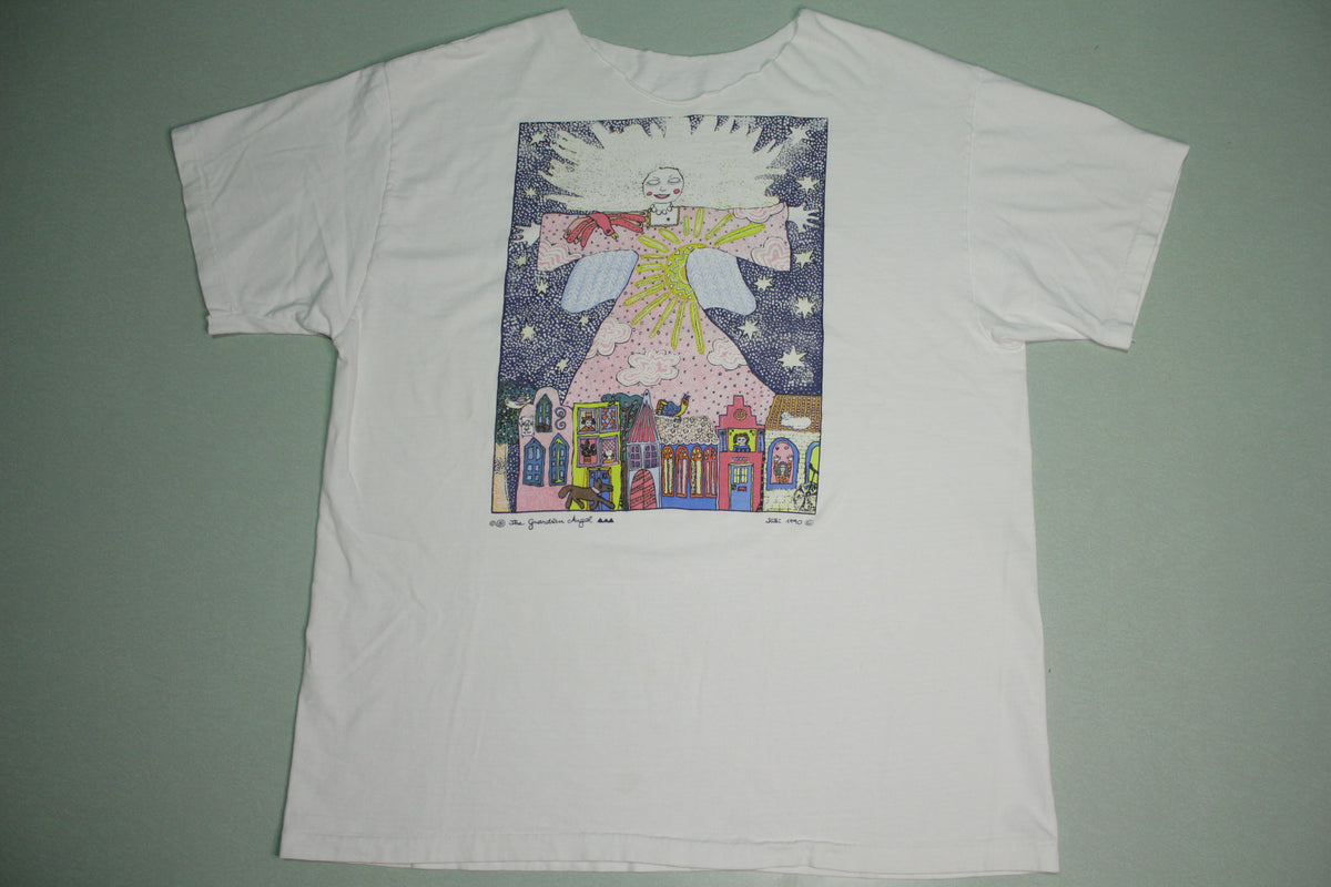 The Guardian Angel Vintage 1990 Artist Kiki Suarez Design Religious Jesus T-Shirt
