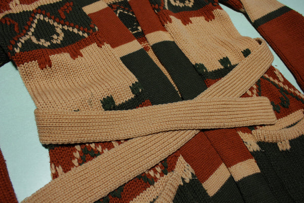 Loubellas Extendables Vintage 70's Boho Multi Color Cardagan Cinch Wrap Sweater