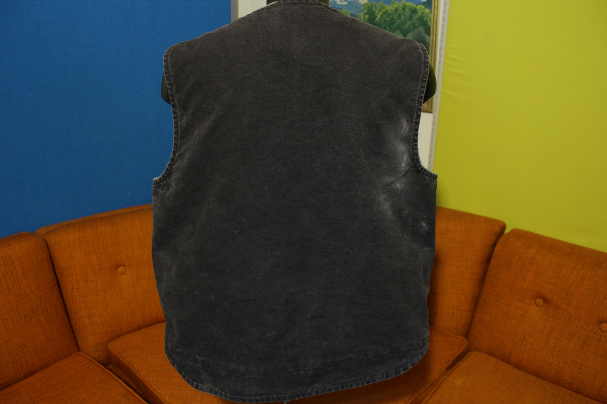 Carhartt V26 BLK Sherpa Lined Work Vest Men's XL Slightly Distressed Faded Black